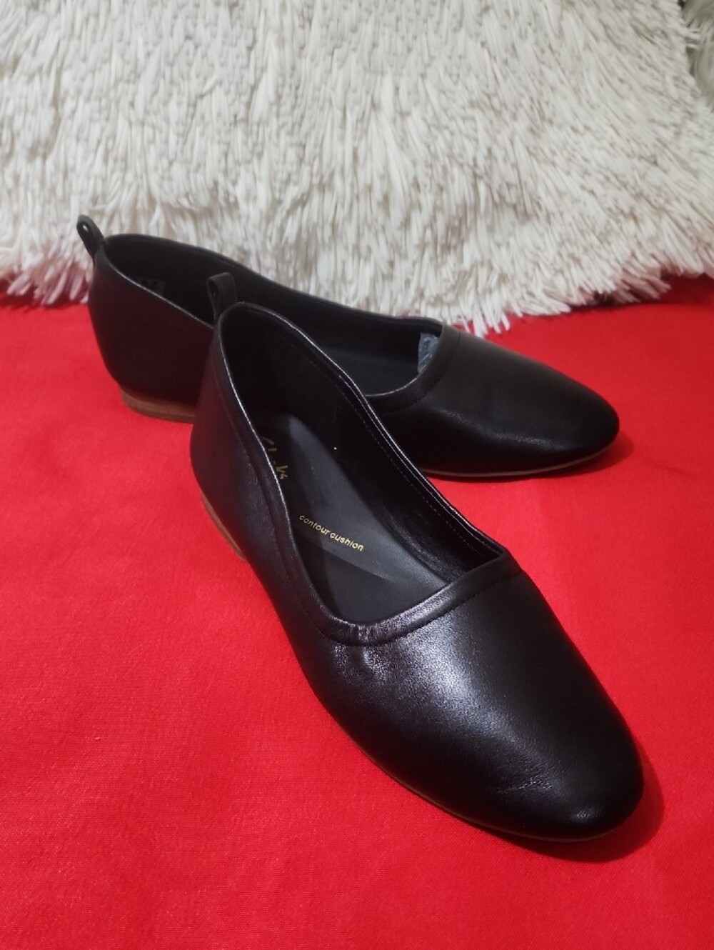 Clarks Fawna Soft Black Leather Slip-On Ballet Flats - Picture 4 of 12